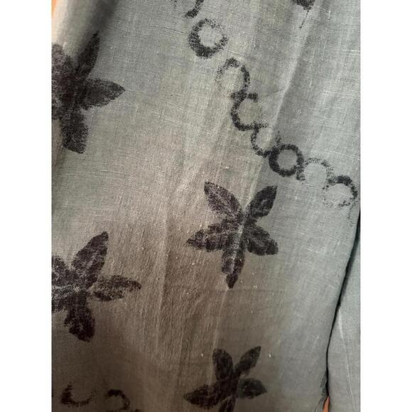 hot cotton marc ware linen pants turquoise Sz.L  100% Linen Floral design - Picture 3 of 6